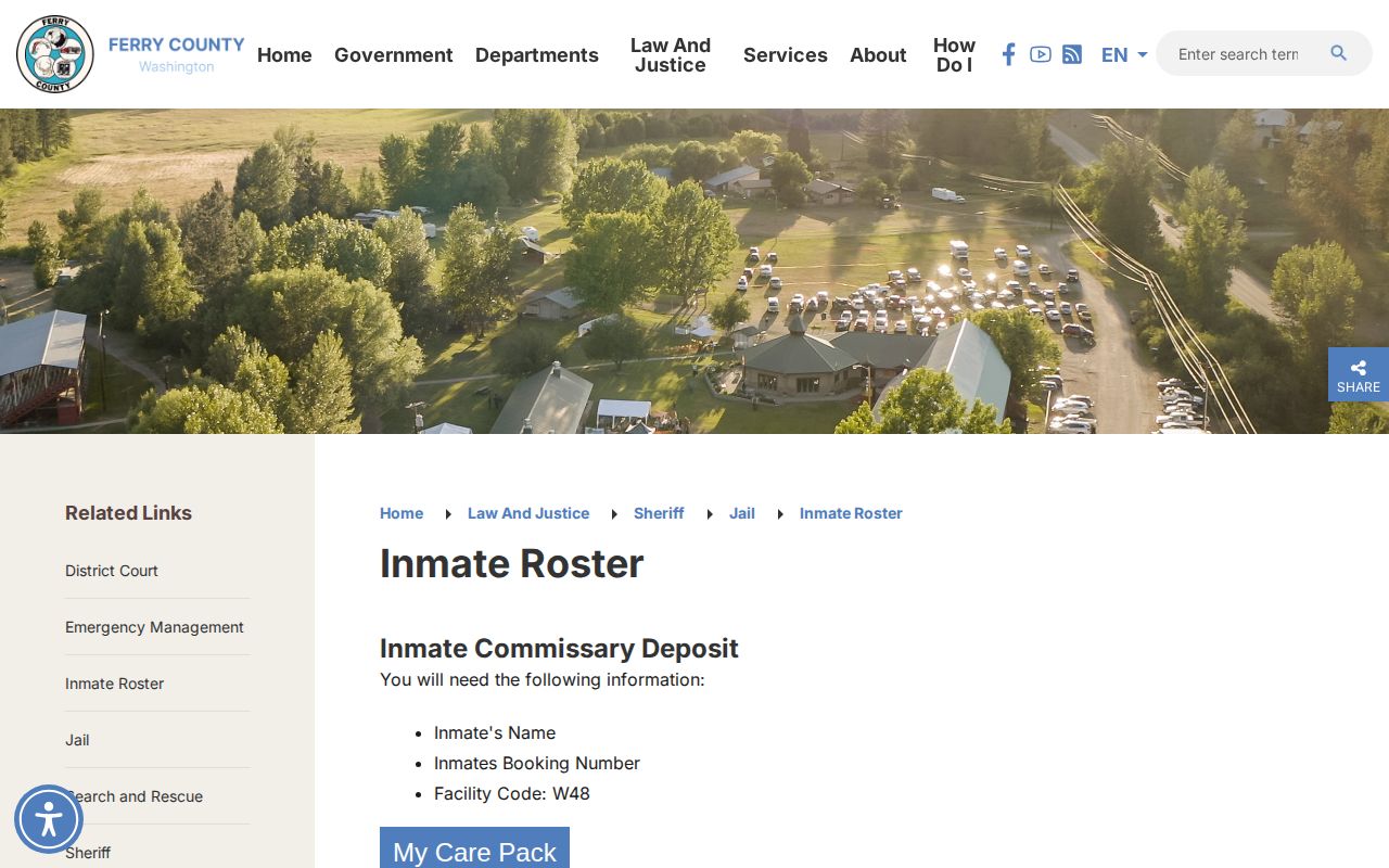 Ferry County inmate roster and daily booking log hub