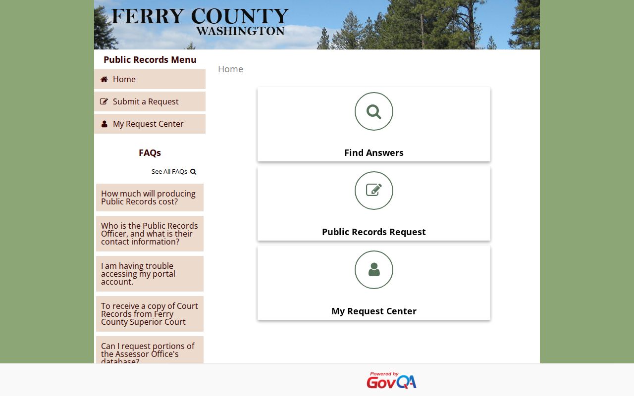 Ferry County booking records request portal