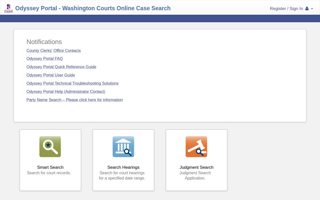 Ferry County Superior Court Odyssey case information portal